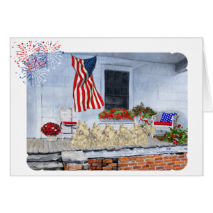 Cartão Scotties Patriótico de Rodas Aguardam a Grande Par