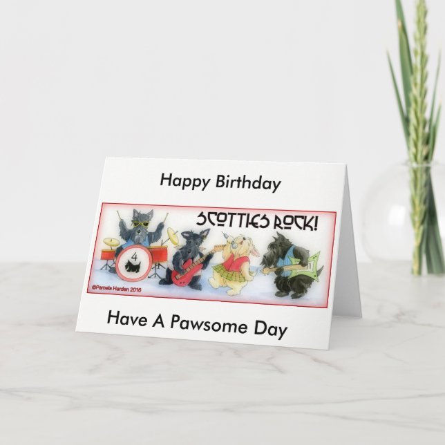 Cartão Scotties Rock Birthday Card (Frente)