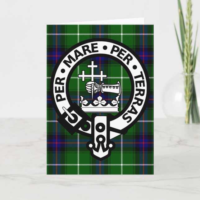 Cartão Scottish Clan Donald Tartan e Crest (Frente)