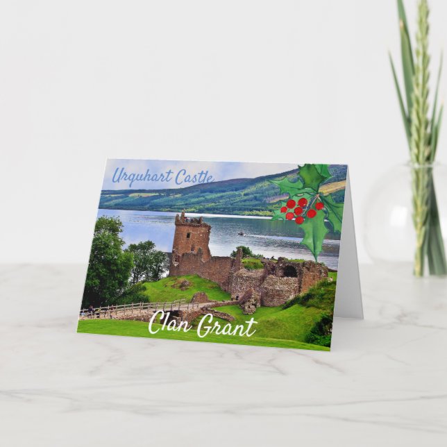 Cartão Scottish Clan Grant Urquhart Castle Christmas (Frente)