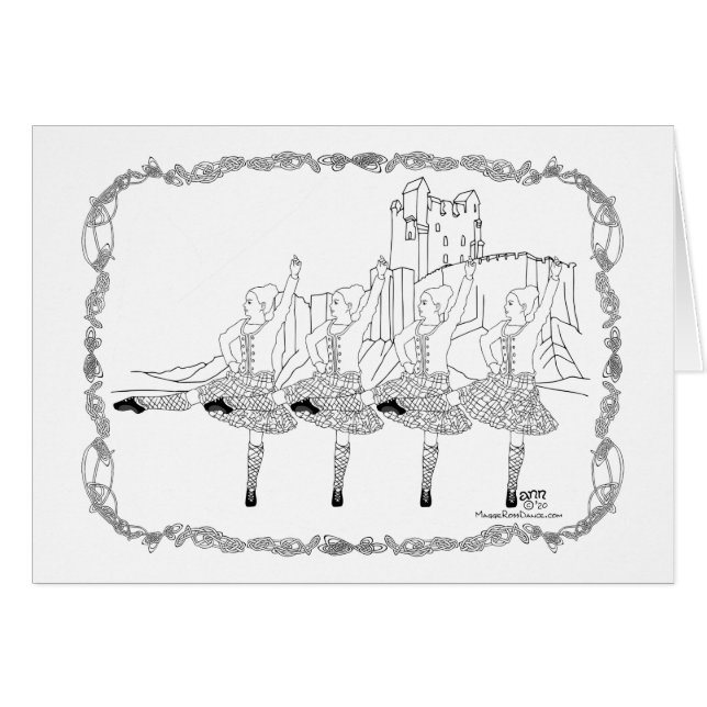 Cartão Scottish Highland Dancers (Frente Horizontal)