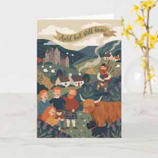 Cartão Scottish Humour Highland Cow Illustration Birthday