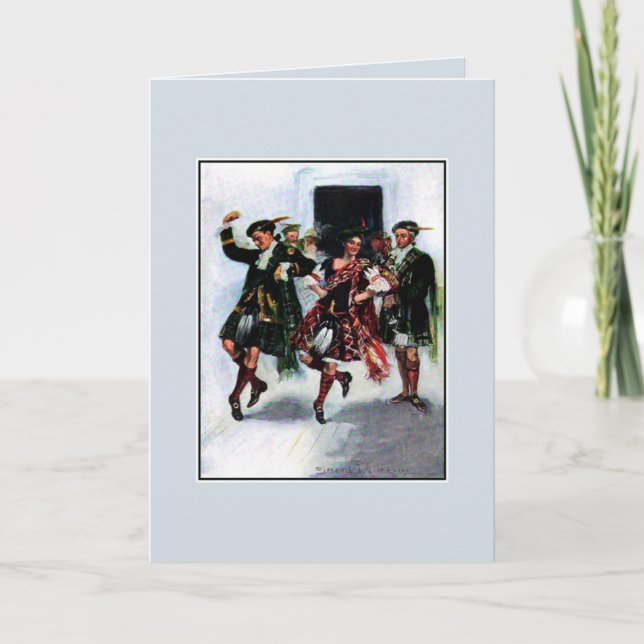 Cartão Scottish kilt dance book illustration (Frente)