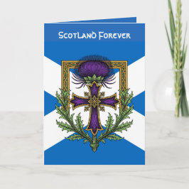 Cartão Scottish Motif Cross and Crowned Thistle Saltire