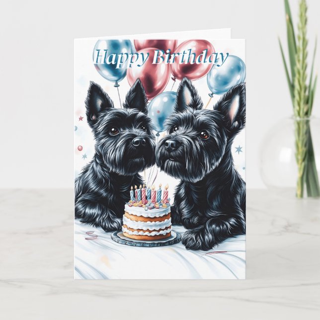 Cartão Scottish Terrier Birthday (Frente)