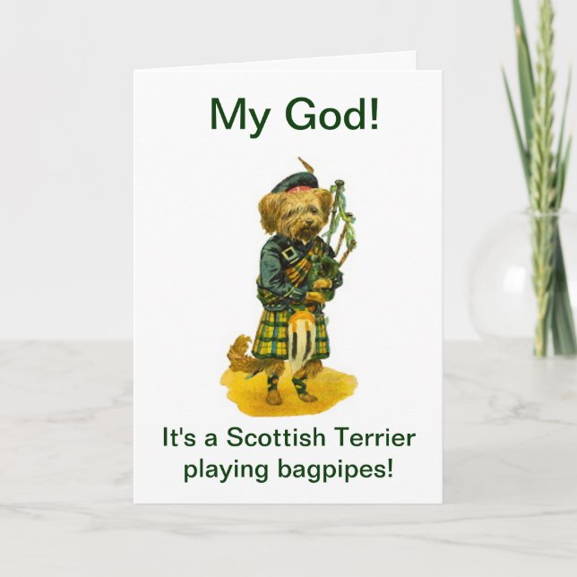Cartão Scottish Terrier Playing Bagpipe Humor Birthday (Frente)