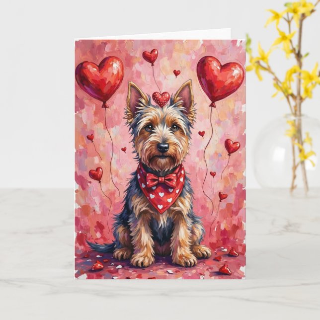 Cartão Scottish Terrier Valentine Dog Sitting with Hearts (Flor Amarela)