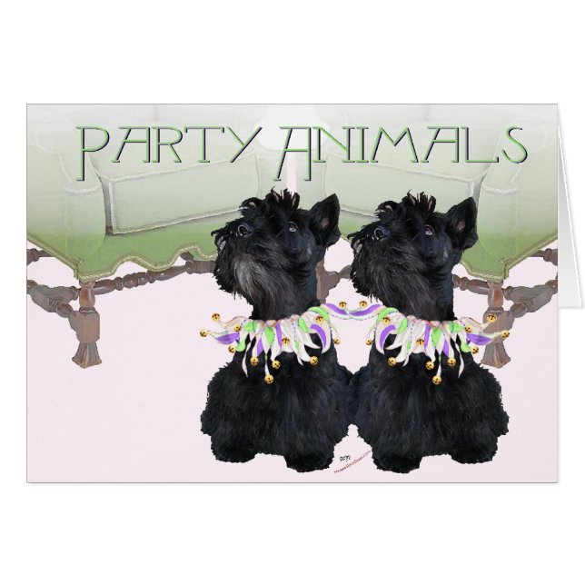 Cartão Scottish Terriers Party Animal (Frente Horizontal)