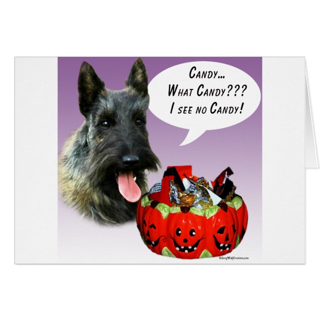 Cartão ScottishTerrier Halloween Candy (Frente Horizontal)