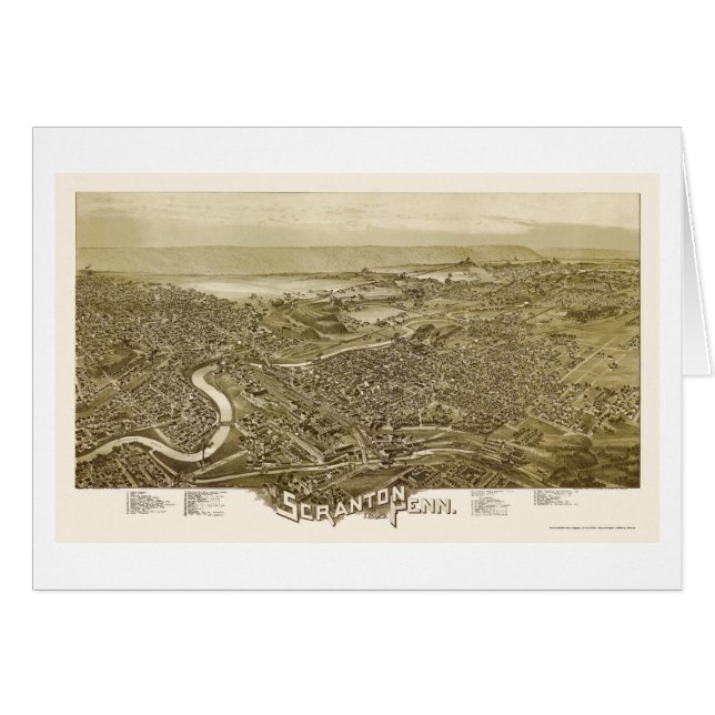 Cartão Scranton, mapa panorâmico do PA - 1890 (Frente Horizontal)