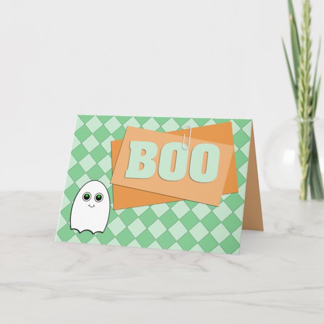 Cartão Scrapbook Style Boo Ghost Halloween Card (Frente)
