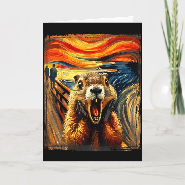 Cartão Scream Parody Funny Animal Painting Artistic Groun (Frente)