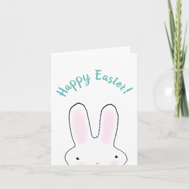 Cartão script personalizado de coelhinho engraçado teal d (Frente)