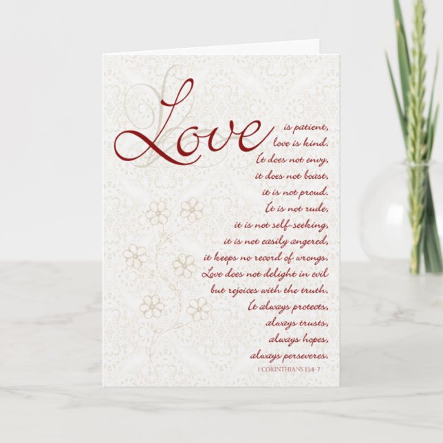 Cartão Scripture Wedding Love Is Congratulations (Frente)