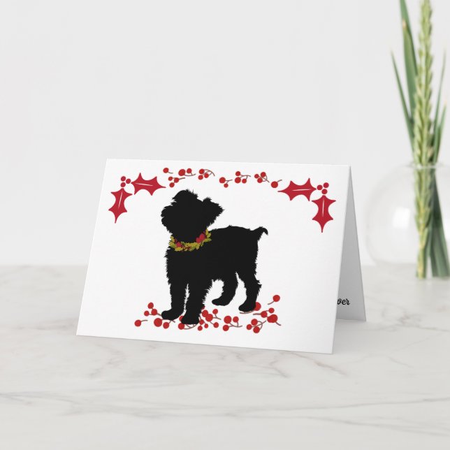 Cartão Scruffy Mutt Joy Love Peace Christmas (Frente)
