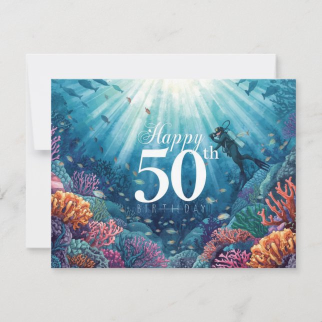 Cartão Scuba 50th birthday underwater birthday card  (Frente)
