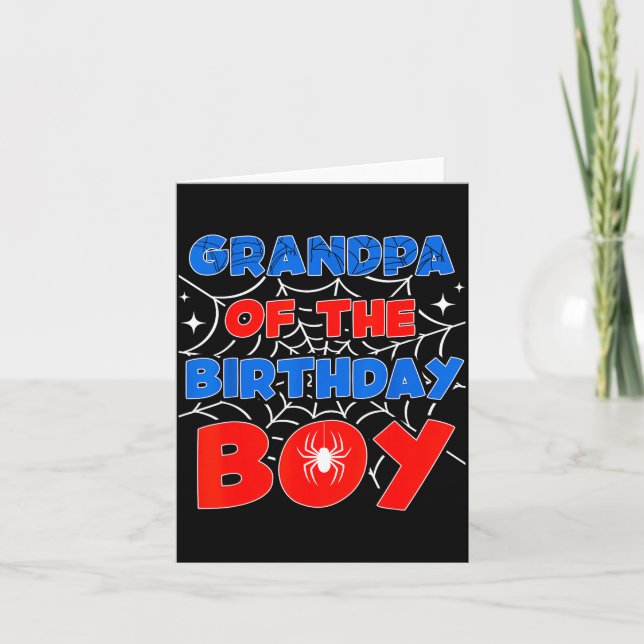 Cartão Sder Web Birthday Party Grandpa Of The Birthday Bo (Frente)