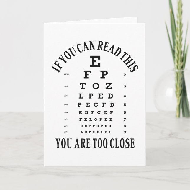 Cartão Se conseguir ler isto, está muito perto (Frente)