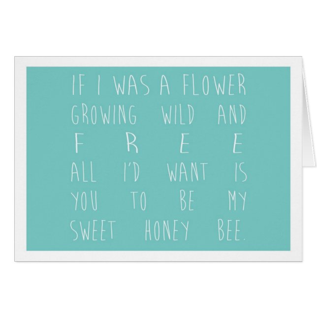 Cartão Se eu era uma flor - cerceta (Frente horizontal)