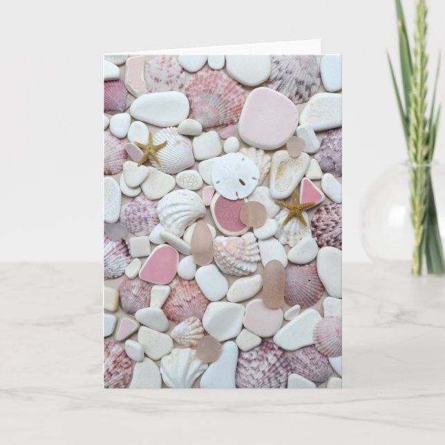 Cartão Sea glass, beach glass pink photo greeting card (Frente)