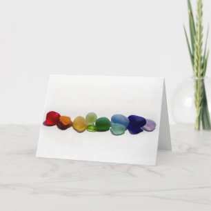 Cartão Sea glass, beach glass rainbow blank greeting card