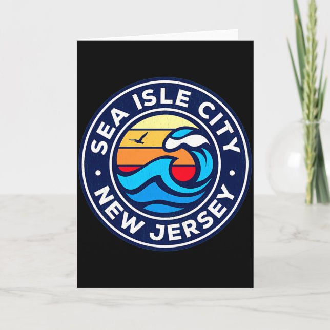 Cartão Sea Isle City New Jersey Nj Nautical Waves 5 T Shi (Frente)