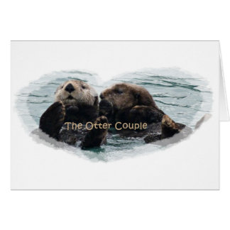Cartão Sea Otters em um coração