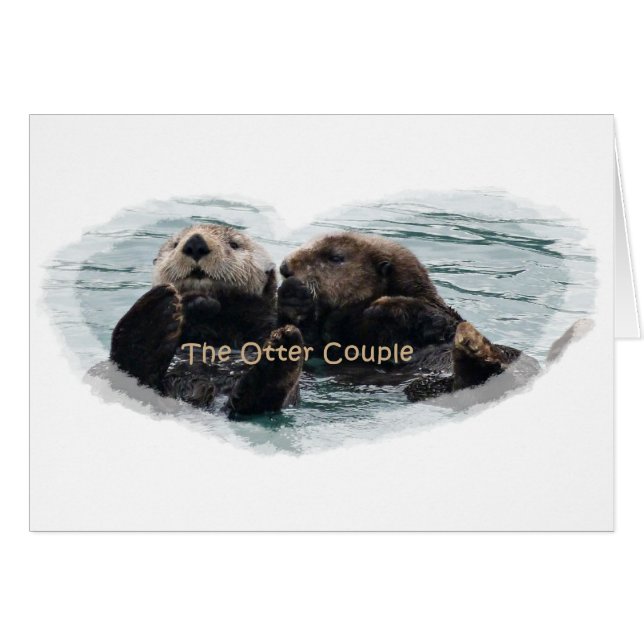 Cartão Sea Otters em um coração (Frente Horizontal)