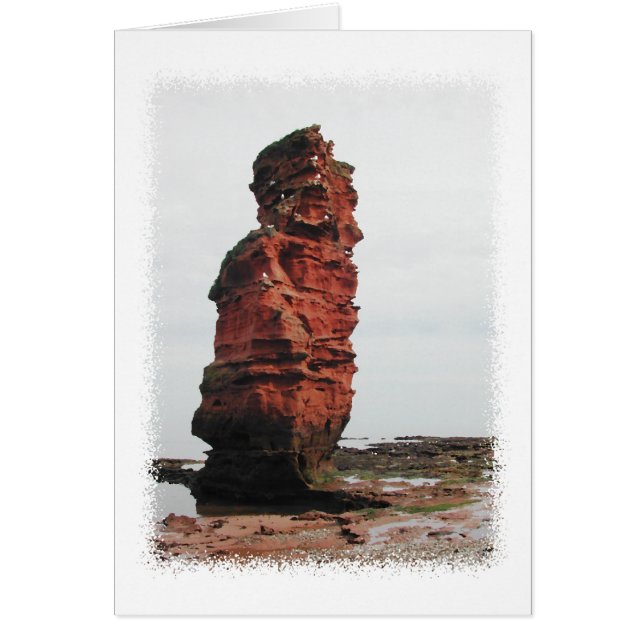 Cartão Sea Stack Rock. Ladram Bay, Devon. Reino Unido. (Frente)