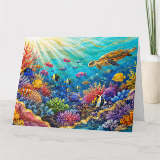 Cartão Sea Turtle Underwater Paradise & Colorful Ocean Li
