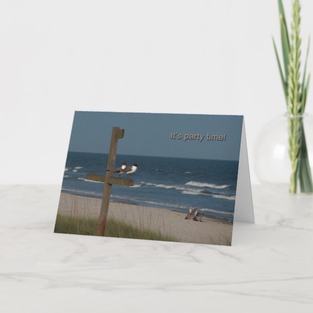 Cartão seagulls at the beach birthday card (Frente)