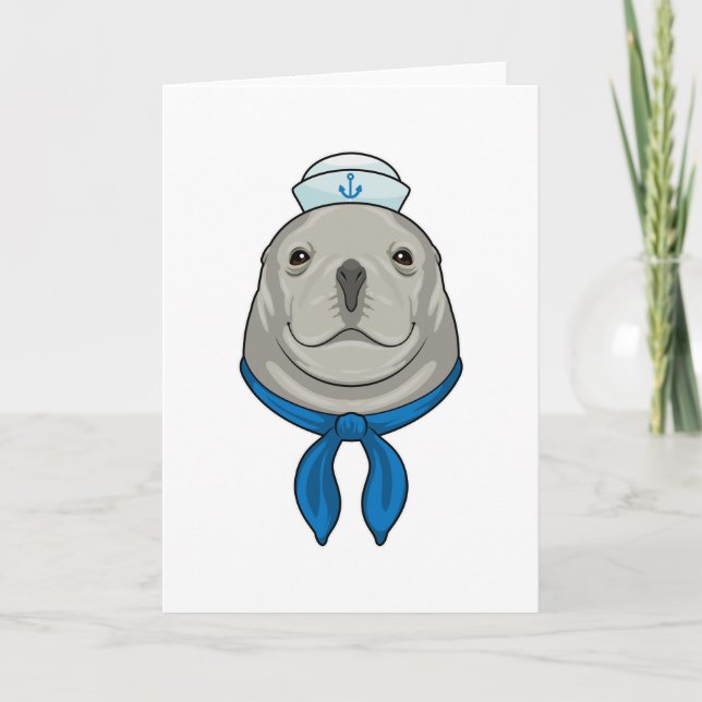 Cartão Seal as Sailor with Sailor hat (Frente)