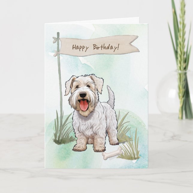 Cartão Sealyham Terrier Dog Breed Sob Sinal De Aniversári (Frente)