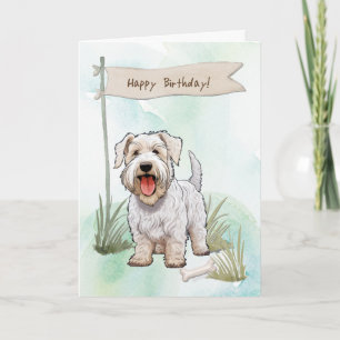 Cartão Sealyham Terrier Dog Breed Sob Sinal De Aniversári