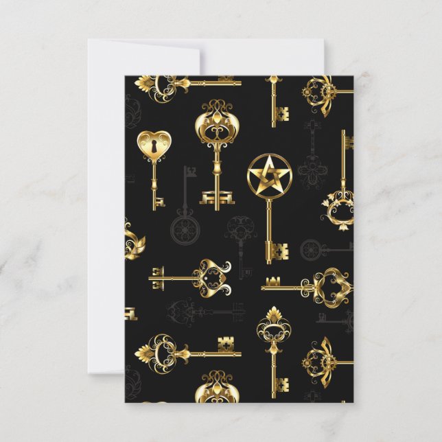 Cartão Seamless Pattern with Golden Keys (Frente)