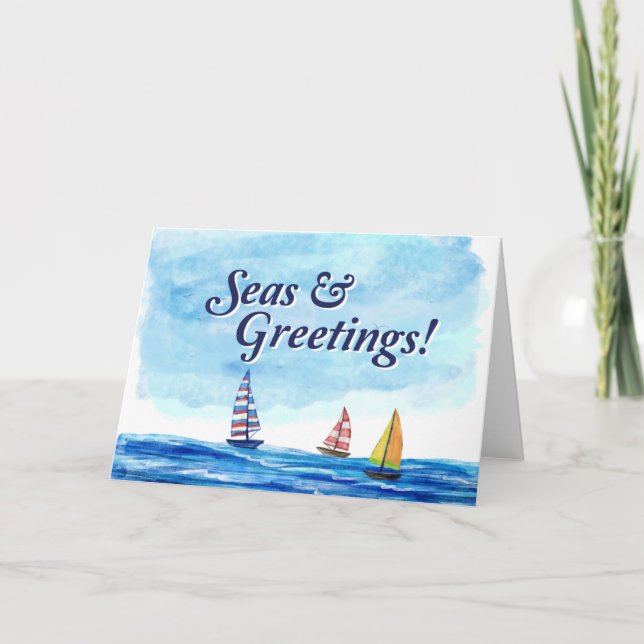 Cartão Seas & Greetings Sailing Holiday (Frente)
