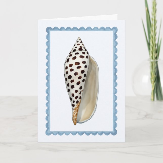 Cartão Seashell Stamp Watercolor Beach Greeting Card (Frente)
