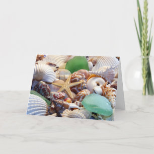 Cartão Seashells Starfish & Beach Glass Greeting Card