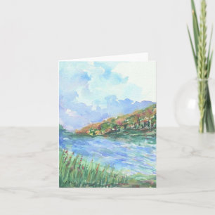 Cartão seashore landscape watercolor blank note cards
