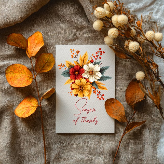 Cartão Season of Thanks Autumn Blooms Card (Criador carregado)
