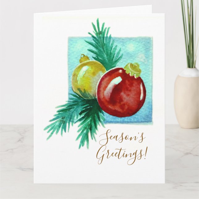 Cartão Season's Greetings Card With Baubles (Frente)