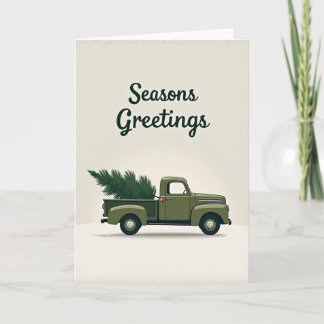 Cartão Seasons Greetings Christmas Tree Truck