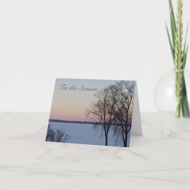 Cartão Seasons Greetings Wisconsin Winter Lake Christmas (Frente)