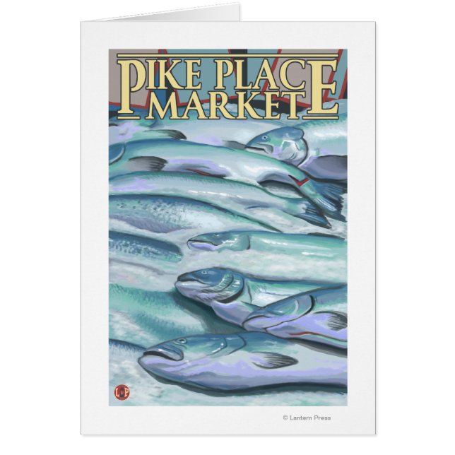 Cartão Seattle Fish no mercado do gelo no Pike Place (Frente)
