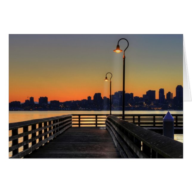 Cartão Seattle Washington Centro Skyline (Frente Horizontal)