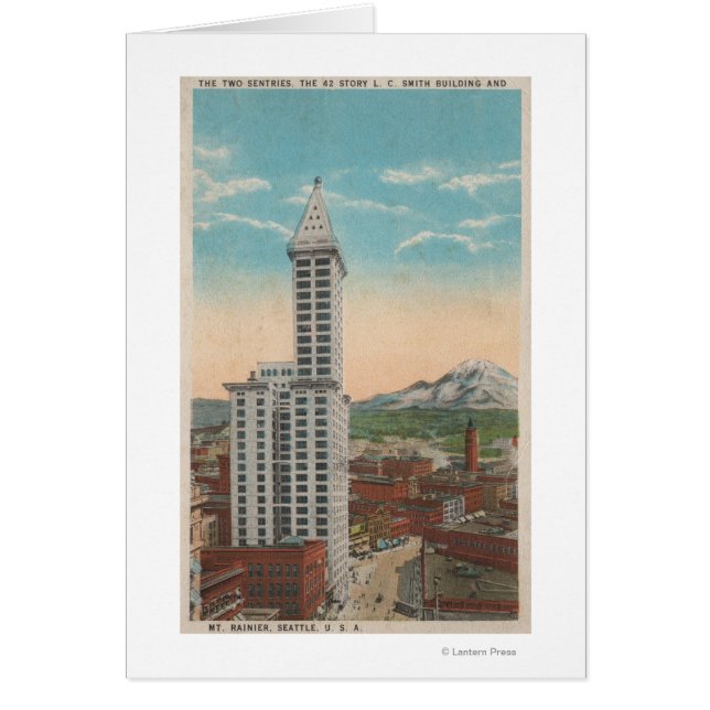 Cartão Seattle, WASmith Tower View & Mt. Rainier (Frente)