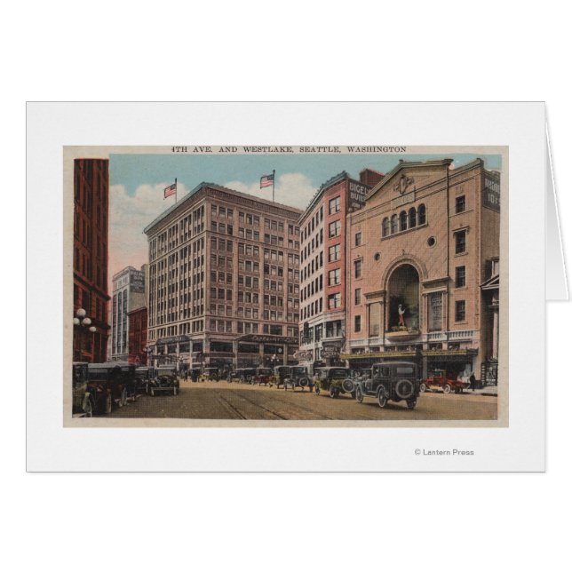 Cartão Seattle, WAView of 4th Ave & Westlake (Frente Horizontal)