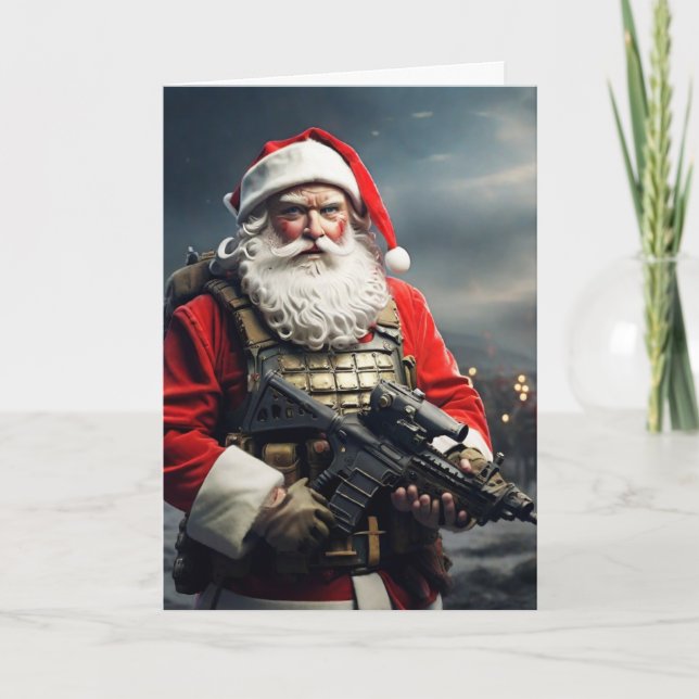 Cartão Second Amendment Santa Christmas Card Conservative (Frente)