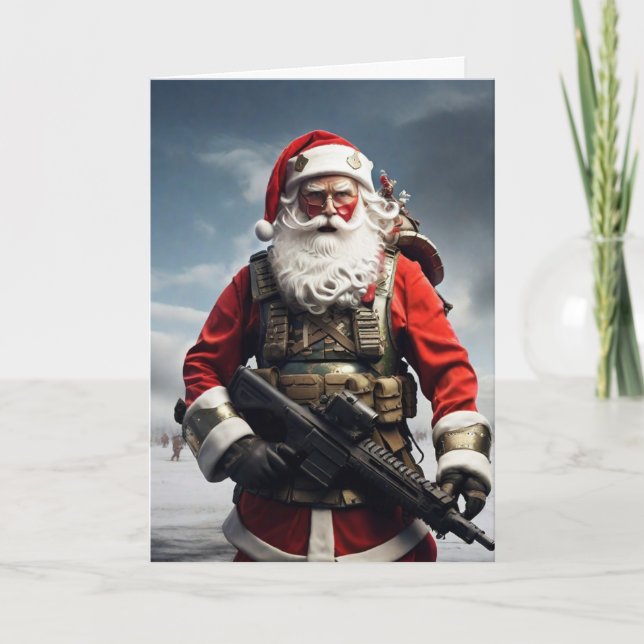Cartão Second Amendment Santa Christmas Card Patriotic  (Frente)