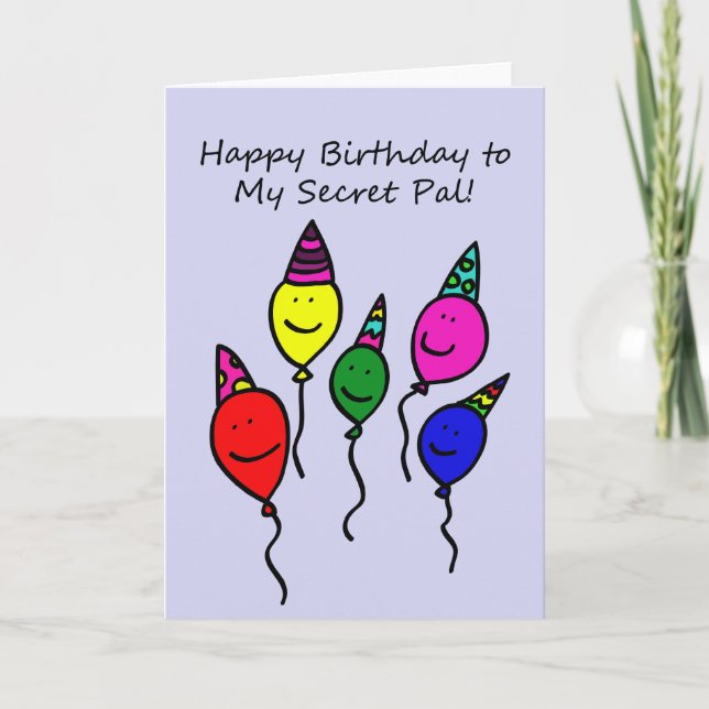 Cartão Secret Pal Birthday Card, Balloon People (Frente)